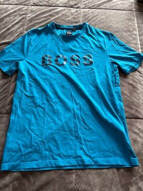 BOSS Men's Teal Short-Sleeve Logo T-Shirt